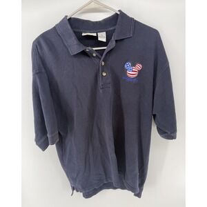 Walt Disney World Mickey Mouse Polo Shirt Men's M Vintage USA Flag Embroidered